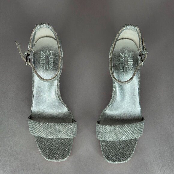 NWT Naturalizer Women's Joy Silver Glitter Dress Sandals Heels - Picture 3 of 7